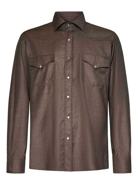 Camasi Franzese Collection Franzese Napoli Gianni Agnelli Model Shirt BROWN Barbati (BM 18732648) 1