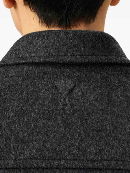 Geci AMI Paris Trucker Jacket In Wool GREY Barbati (BM 18732924) 5