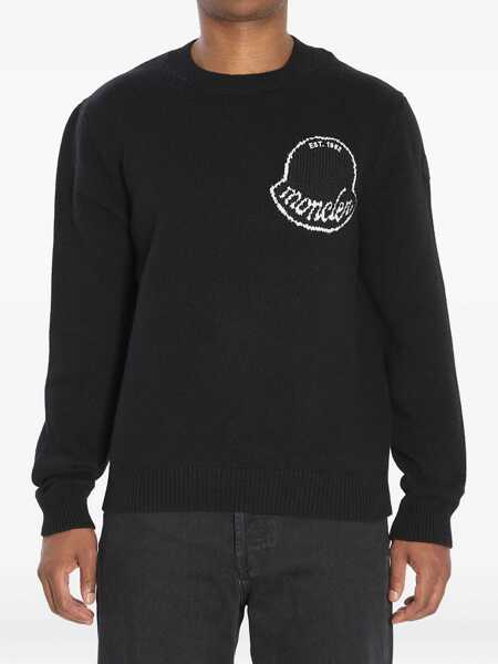 Pulovere Moncler Logo Sweater In Wool Black Barbati (BM 18733107) 1