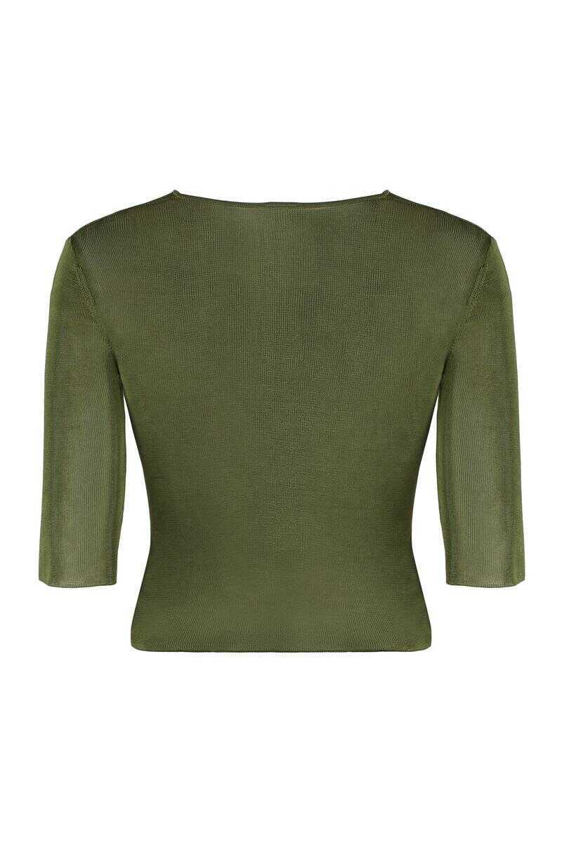 Topuri Saint Laurent Saint Laurent Viscose Top GREEN Femei (BM 18733866) 2