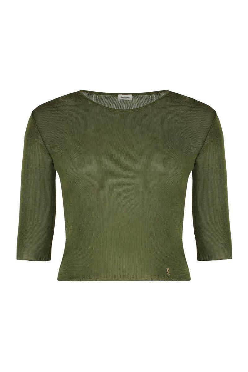 Topuri Saint Laurent Saint Laurent Viscose Top GREEN Femei (BM 18733866) 1