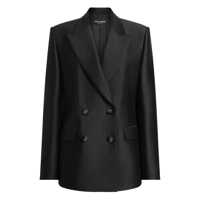 Sacouri Black Double-Breasted Jacket With Peak Revers In Wool And Silk Woman Femei