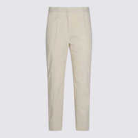Pantaloni casual Jil Sander White Beige Cotton Pants Femei