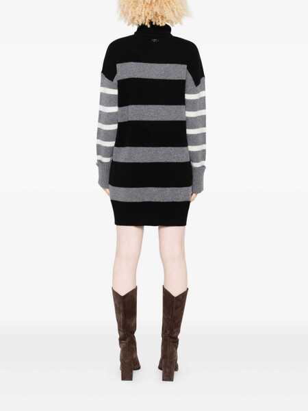 Rochii Liu Jo Liu Jo Knitted Dress With A Horizontal Stripe Pattern Black Femei (BM 18736710) 4