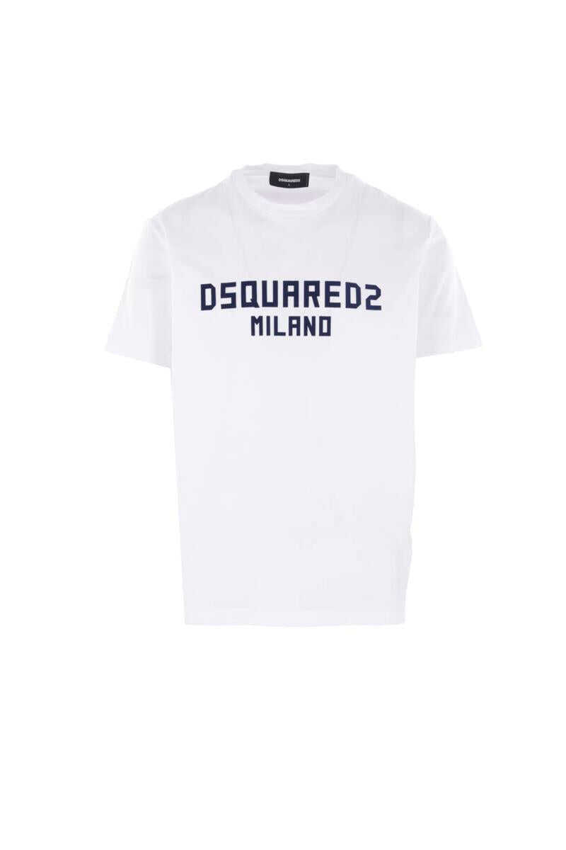 Topuri DSQUARED2 DSQUARED2 T-Shirts And Polos WHITE  DARK NAVY PRINT Barbati (BM 18737442) 1
