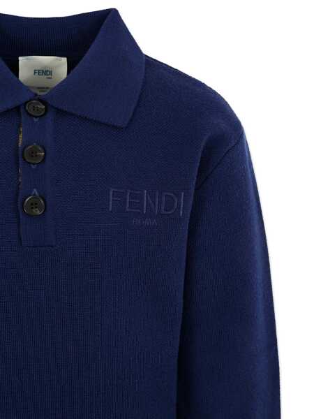 Tricouri Polo Fendi WOOL KNIT POLO Gray Baieti (BM 18738372) 3