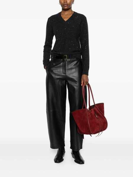 Pulovere Fabiana Filippi SEQUIN V NECK SLIM FIT SWEATER Gray Femei (BM 18738462) 2