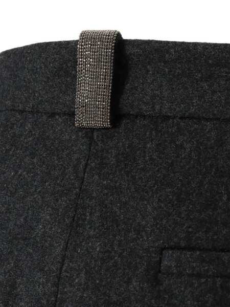 Pantaloni Fabiana Filippi FLANNEL REGULAR FIT TROUSERS WITH FILO DIAMANTE DETAIL Gray Femei (BM 18738486) 3