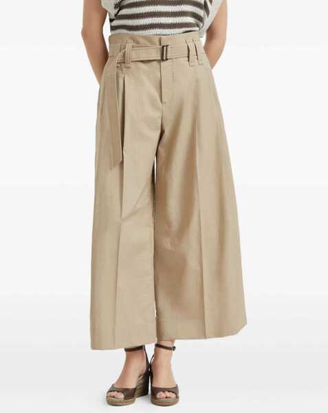 Pantaloni casual Brunello Cucinelli Pleated crop Pants SAHARA Femei (BM 18739078) 3