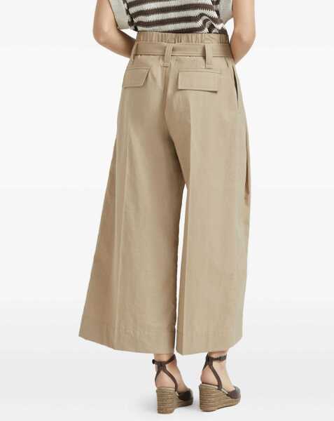 Pantaloni casual Brunello Cucinelli Pleated crop Pants SAHARA Femei (BM 18739078) 4