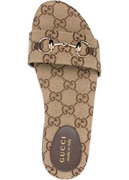Sandale Gucci GG canvas Slippers CAMEL EBONY/NEW ACER Femei (BM 18739156) 4