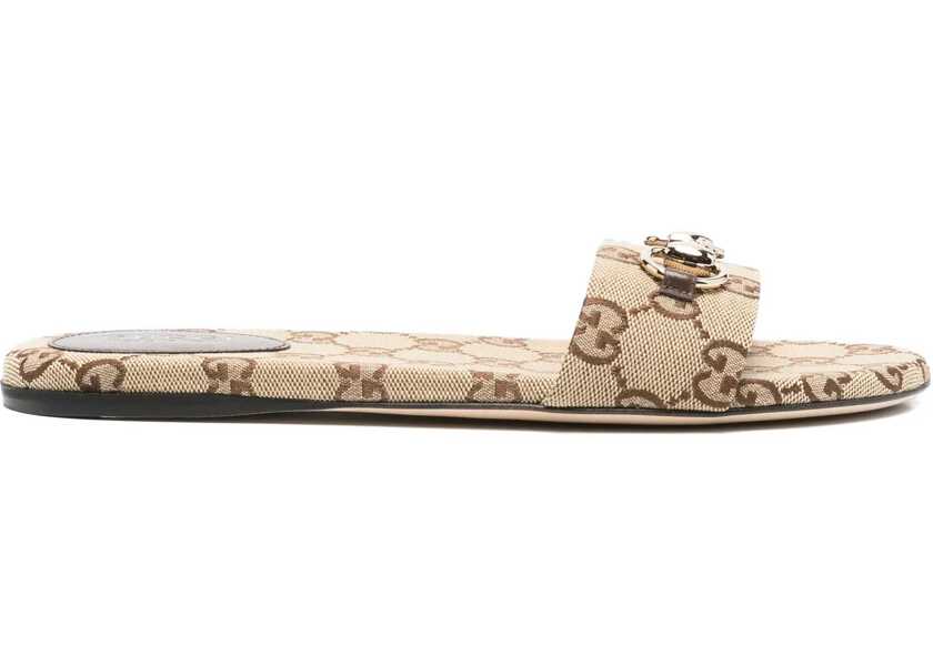 Sandale Gucci GG canvas Slippers CAMEL EBONY/NEW ACER Femei (BM 18739156) 1
