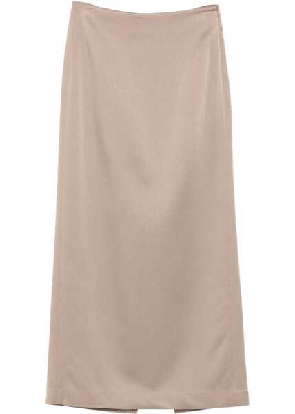 Fuste Brunello Cucinelli Satin midi Skirt TORTORA Femei (BM 18739189) 1