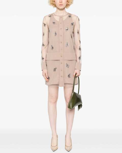 Rochii casual Fendi Tulle Dress With Embroidery NUDE Femei (BM 18742405) 2