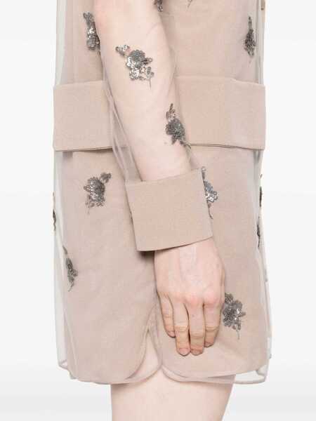 Rochii casual Fendi Tulle Dress With Embroidery NUDE Femei (BM 18742405) 5