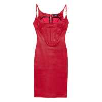 Rochii Versace Medusa '95 Corset Leather Midi Dress Femei
