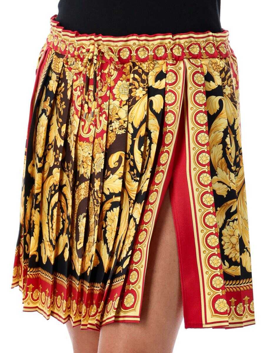 Fuste Versace Versace Barocco Pleated Mini Skirt PARADE BAROCCO RED Femei (BM 18743400) 3