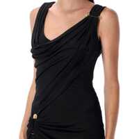 Rochii Versace Dama - Rochii Versace Versace Draped Jersey Gown Black Femei (BM 18743403) - B-mall.ro