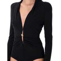 Body-uri Dama - Body-uri Versace Versace Safety Pin Draped Bodysuit Black Femei (BM 18743418) - B-mall.ro