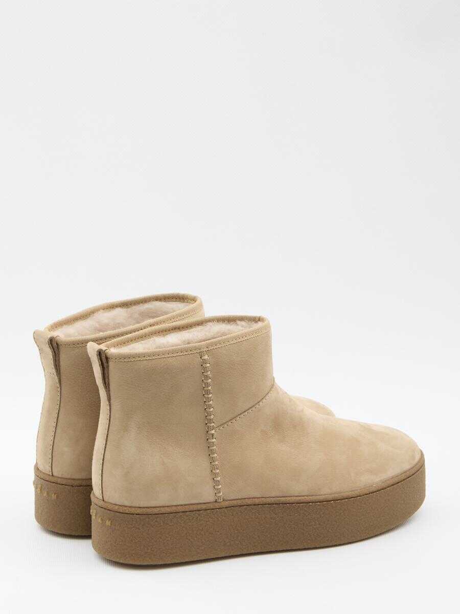 Bocanci Hogan Shearling Ankle Boots Beige Femei (BM 18743661) 3