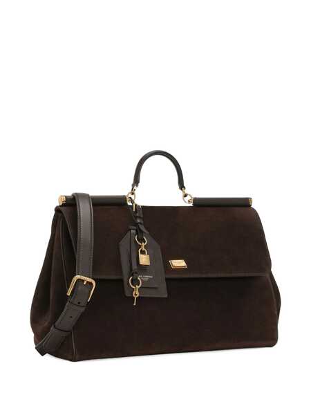 Genti de mana Dolce & Gabbana Brown Handbag With Removable Shoulder Strap And Padlock Charm On The Front In Suede Woman BROWN Femei (BM 18744456) 2