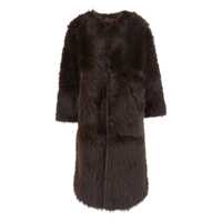Geci Brown Shearling With Hidden Front Fastening In Faux Fur Woman Femei