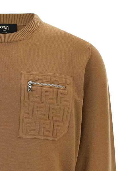 Pulovere Fendi Fendi Ff Pocket Sweater Beige Barbati (BM 18745215) 4
