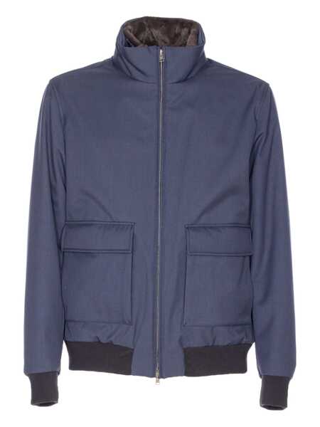 Paltoane Herno Herno Melange-Effect Bomber Jacket BLUE Barbati (BM 18745266) 1