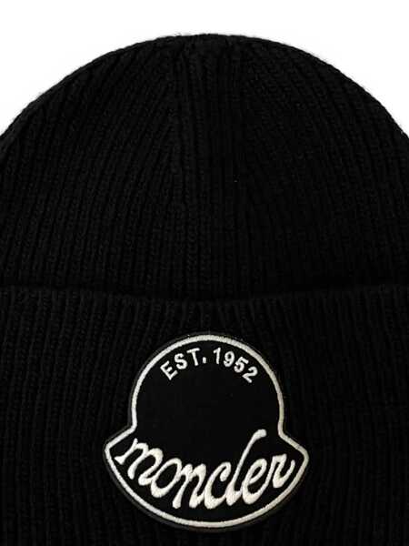Caciuli Moncler Moncler Logo Patch Beanie Black Barbati (BM 18745683) 2
