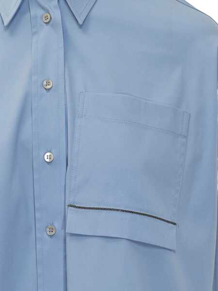 Camasi Brunello Cucinelli Brunello Cucinelli Brunello Cucinelli Cropped Shirt BLUE Femei (BM 18745851) 3