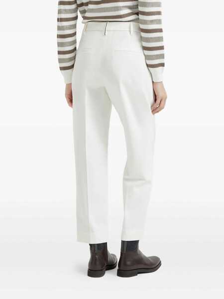 Pantaloni casual Brunello Cucinelli Brunello Cucinelli Brunello Cucinelli Cropped Pants WHITE Femei (BM 18746007) 4