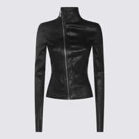 Geci Rick Owens Black Leather Jacket Femei