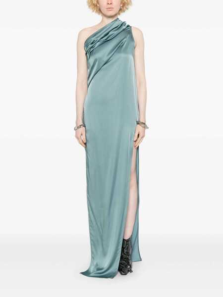 Rochii Rick Owens Athena Arrowhead Light Blue Long Dress With One Shoulder Design And Side Slits In Viscose And Acetate Blend Woman BLUE Femei (BM 18746466) 2