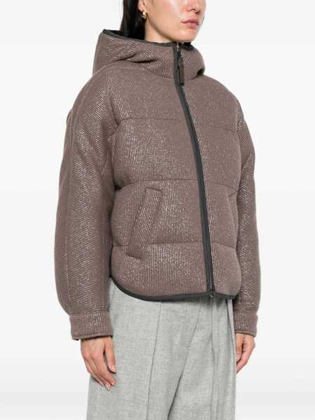 Geci de iarna Brunello Cucinelli Lurex Down Jacket COFFEE BROWNVISONE Femei (BM 18747181) 3