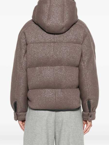 Geci de iarna Brunello Cucinelli Lurex Down Jacket COFFEE BROWNVISONE Femei (BM 18747181) 4