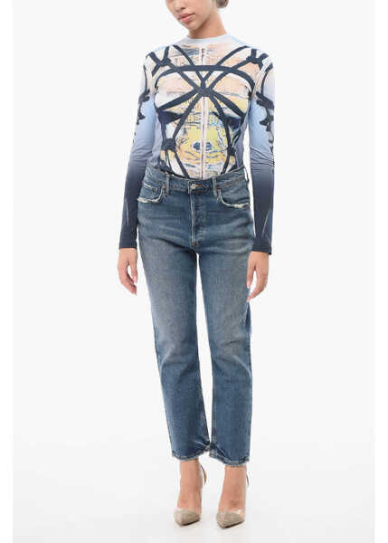 Blugi drepti AGOLDE High-Rise Straight Fit Riley Cropped Jeans 17Cm Blue Femei (BM 18747286) 4