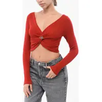Bluze Long Sleeved Knitted Angela Crop Top With Braided Design And Femei