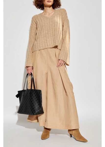 Pulovere BY MALENE BIRGER Ribbed Wool Blend V-Neck Sweater Beige Femei (BM 18747304) 2