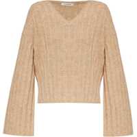 Pulovere Ribbed Wool Blend V-Neck Sweater Femei
