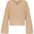 BY MALENE BIRGER Ribbed Wool Blend V-Neck Sweater Beige