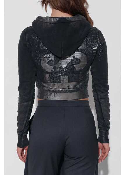 Bluze de trening Diesel Cropped Fit F-Slimmy-P6 Hoodie With Metallic Effect Print Black Femei (BM 18747307) 4