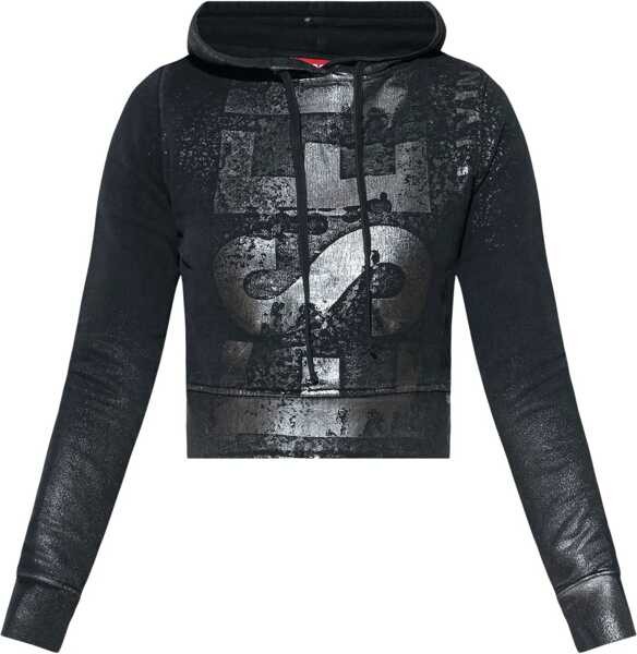 Bluze de trening Diesel Cropped Fit F-Slimmy-P6 Hoodie With Metallic Effect Print Black Femei (BM 18747307) 1