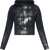 Diesel Cropped Fit F-Slimmy-P6 Hoodie With Metallic Effect Print Black
