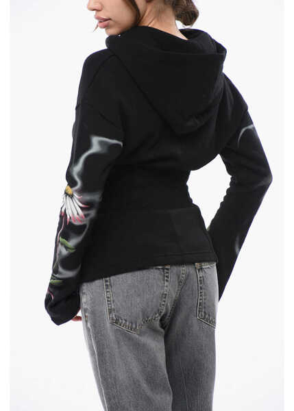 Bluze de trening MACCAPANI Fleeced Cotton Sweatshirt With Floral Patterned Sleeves Black Femei (BM 18747322) 2