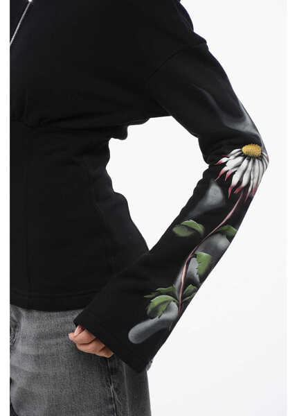 Bluze de trening MACCAPANI Fleeced Cotton Sweatshirt With Floral Patterned Sleeves Black Femei (BM 18747322) 3