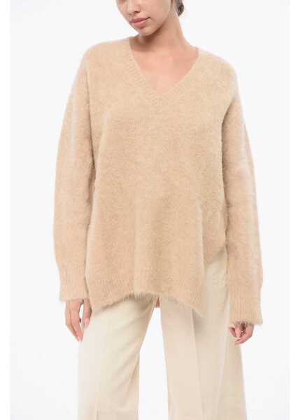 Pulovere Loulou Studio V-Neck Solid Color Sweater Beige Femei (BM 18747325) 1