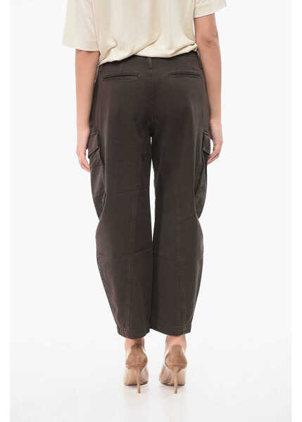 Blugi drepti Pinko Solid Color Charango Cargo Jeans With Silver-Tone Button 17C Brown Femei (BM 18747334) 2