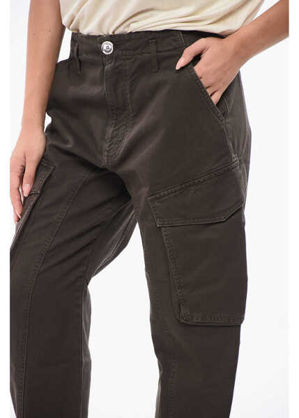 Blugi drepti Pinko Solid Color Charango Cargo Jeans With Silver-Tone Button 17C Brown Femei (BM 18747334) 3