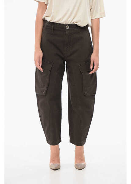 Blugi drepti Pinko Solid Color Charango Cargo Jeans With Silver-Tone Button 17C Brown Femei (BM 18747334) 1