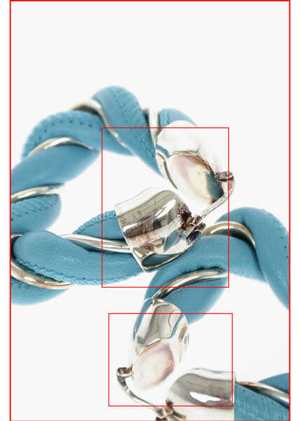 Cercei Bottega Veneta Woven Leather Triangle Earrings Light Blue Femei (BM 18747337) 4